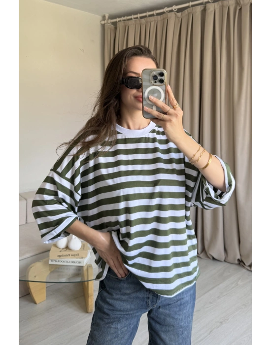 Yeşil Çizgi Bağlama Tshirt