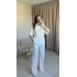 Beyaz Zincir Detay Pantolon Takım