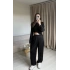 Siyah Belden Bağlamalı Eşofman Takımı