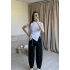 Beyaz Önü Kordon Tshirt