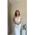 Beyaz Büzgülü Bağlamalı Etekli Takım