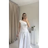 Beyaz Tek Omuz Katlama Bluz