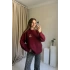 Bordo Teddy Yarım Balıkçı Kazak