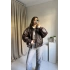 Kahve Dikiş Detaylı Premium Deri Ceket