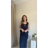 Lacivert Büzgülü Bağlamalı Etekli Takım