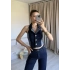 Lacivert Denim Yelek Takım