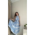 Mavi Batik Halter Yaka Efil Elbise