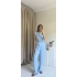 Mavi Vatkalı Kuşaklı Tulum