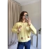 Sarı Kiraz Desen Düğmeli Hırka