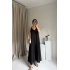 Siyah Askılı Keten Elbise