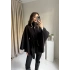 Siyah Kaşe Dik Yaka Panço