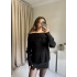 Siyah Kayık Yaka Triko Kazak