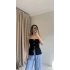 Siyah Straplez Broş Detay Bluz