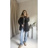 Siyah Yakası Kürklü Kapitone Mont