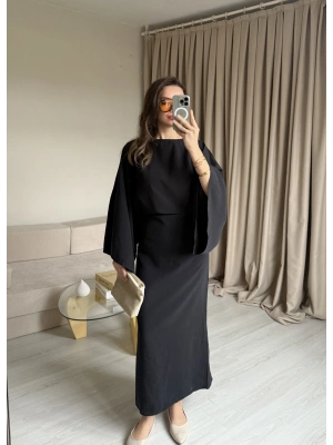 Siyah Massi Model Bağcıklı Elbise