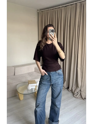 Kahve Bağlamalı Tshirt