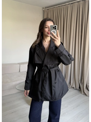 Siyah Ara Boy Trençkot