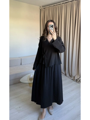 Siyah Bağlama Etek Takım