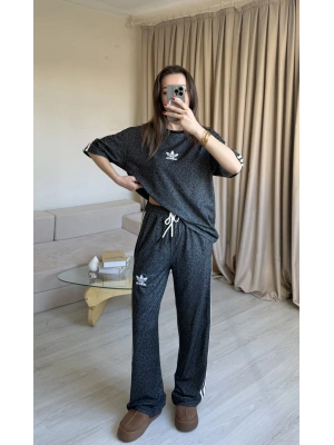 Gri Kısa Kollu Leopar Takım