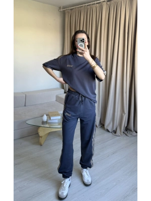 Antrasit Paça Lastikli Eşofman Takımı