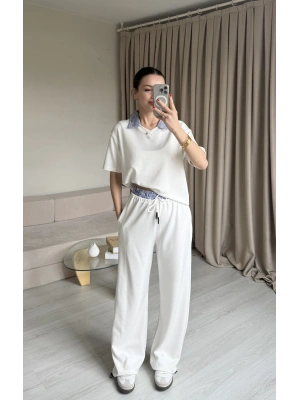 Beyaz Gömlek Yaka Eşofman Takım