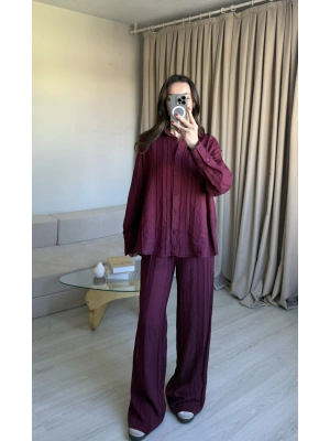 Bordo Zr Model Gömlek Takım