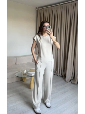 Krem Vatkalı Çima Dikiş İkili Takım