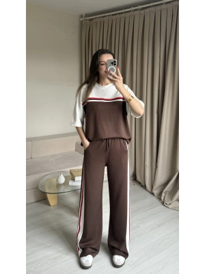 Kahve Modal Kumaş Eşofman Takım