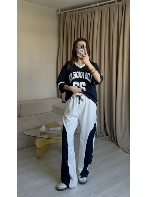 Lacivert Los Angeles Baskılı İkili Takım