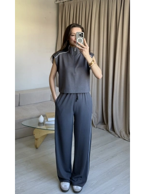 Antrasit Yarım Fermuarlı Eşofman Takım