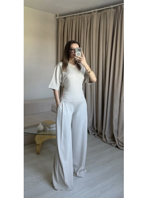 Bej Bel Kuşaklı Modal Takım