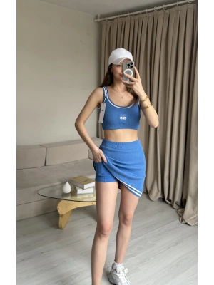 Mavi Şort Etekli Büstiyer Takım