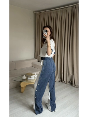 Beyaz Yanları Çıtçıtlı Tasarım Takım