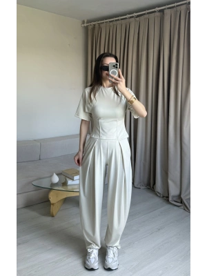 Bej Miya Belden Oturtmalı Takım