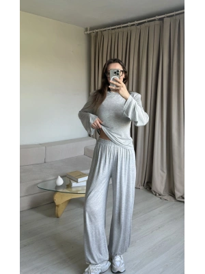 Gri Belden Bağlamalı Eşofman Takımı