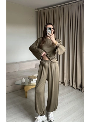 Haki Belden Bağlamalı Eşofman Takımı