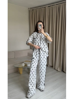 Beyaz Puantiye Eşofman Takım