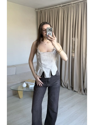 Bej Keten Korse Büstiyer