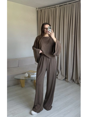 Koyu Kahve Yarasa Kol Eşofman Takım