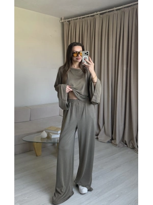 Haki Kahve Yarasa Kol Eşofman Takım