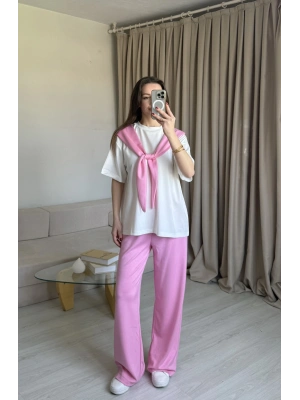 Pembe Fularlı Eşofman Takım