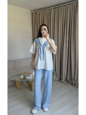 Mavi Fularlı Eşofman Takım