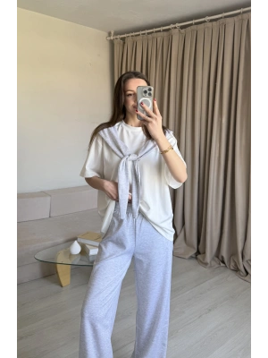 Gri Fularlı Eşofman Takım