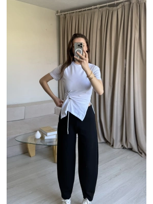 Beyaz Önü Kordon Tshirt