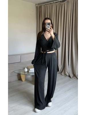 Antrasit 2 Farklı Bağlamalı Eşofman Takım