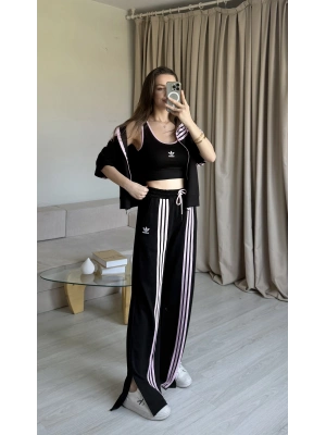 Siyah Üçlü Yarım Kol Eşofman Takım