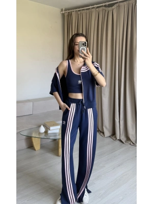 Lacivert Üçlü Yarım Kol Eşofman Takım