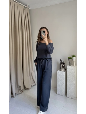 Antrasit Düşük Omuz Eşofman Takımı