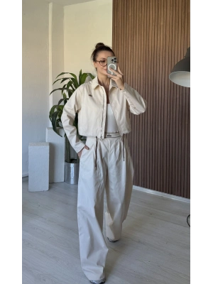 Bej Alo Gabardin Ceket Takım