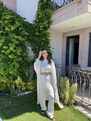 Beyaz Üçlü Basic Eşofman Takım